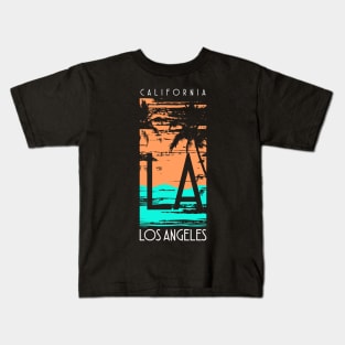 Los Angeles California Palm Tree Sunset Design Kids T-Shirt